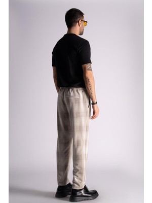 Braccas Slim Fit Jogger Bel Pantolon  Ekose Bej