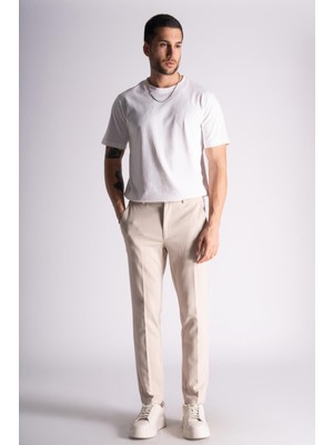 Braccas Yan Lastikli Slim Fit Chino Pantalon Bej