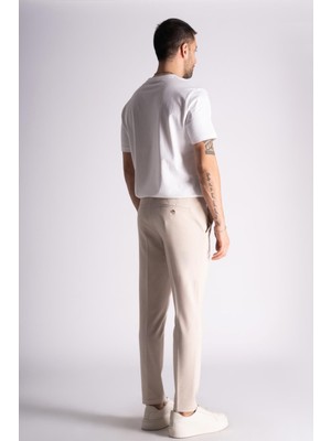 Braccas Yan Lastikli Slim Fit Chino Pantalon Bej