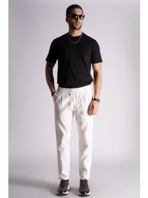 Braccas Slim Fit Jogger Bel Pantolon  Ekru