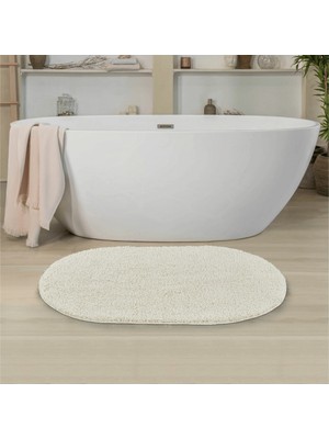 Eurobano Soft Shaggy Oval Halı Krem Renkli Kaymaz Taban ile Şık Salon Dekorasyonu Yıkanabilir