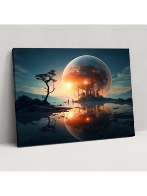 Painted Anarchy Dreamscape Güneş Kanvas Tablo - Dünya, Duvar Sanatı, Dreamscape Güneş, Yüzen Güneş, 50X30