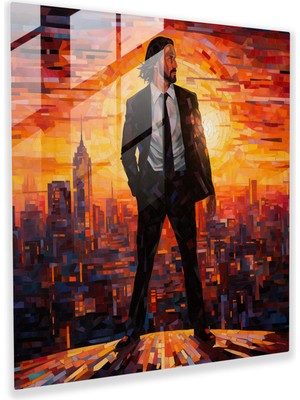 Painted Anarchy John Wick Cam Baskı - John Wick, Cam Sanatı, Cam Duvar Sanatı, Modern Sanat, 30X30