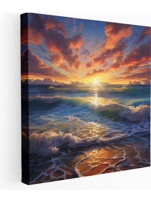 Painted Anarchy Okyanus Gün Batımı Kanvas Tablo - Fotogerçekçi Duvar Sanatı - Gün Batımı, Gerçekçi Renkler, Gün Batımı, Kanvas Tablo, 30X30