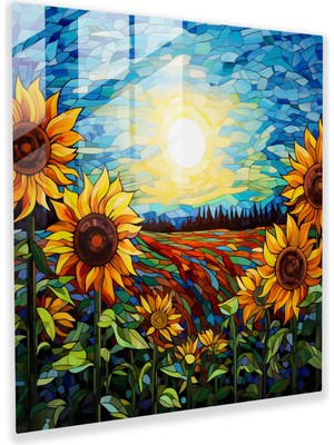 Painted Anarchy Güneybatı Ayçiçeği Cam Baskı - Güneybatı, Mavi Gökyüzü, Cam Baskı, Vitray Mozaik, 30X30