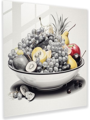 Painted Anarchy Natürmort Cam Baskı - Karmaşık Meyve Kasesi - Natürmort, Doğanın Güzelliği, Cam Baskı, Ev Dekorasyonu, 30X30