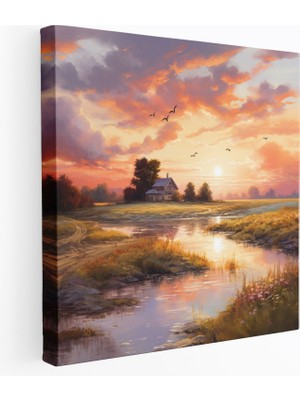 Painted Anarchy Kırsal Gün Batımı Kanvas Tablo - Empresyonist Duvar Tablosu - Gün Batımı, Kanvas Tablo, Duvar Sanatı, Renkler, 30X30