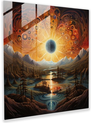 Painted Anarchy Rüya Gibi Gündoğumu Cam Baskı - Gün Doğumu, Harika, Hayal Gücü, Yüzen Güneş, 30X30