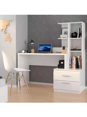 Aden Home  Mdf Çalışma Masası, Bilgisayar Masası, Kitaplıklı Çalışma Masası, Ofis Masası Çocuk Genç Odası