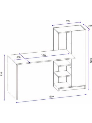 Aden Home Kitaplıklı Çalışma Masası, Beyaz Mdf Çalışma Masası, Bilgisayar Masası