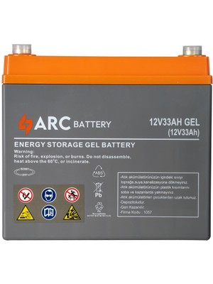 Arc 12 Volt 33 Amper Jel Akü (Üretim Tarihi: 2024)