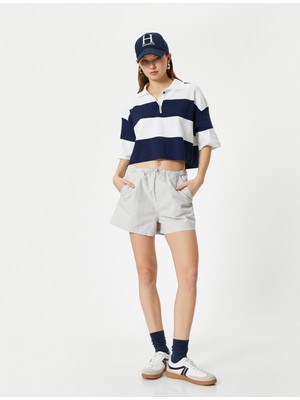 Koton Mini Şort Cepli Beli Lastikli Pamuklu Rahat Kalıp