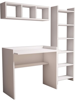 Aden Home  Mdf Çalışma Masası, Bilgisayar Masası, Kitaplıklı Çalışma Masası, Ofis Masası Çocuk Genç Odası