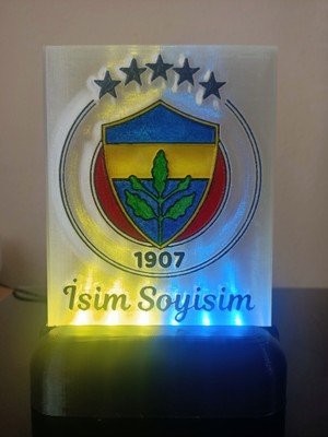 3D Dönüşüm Atölyesi Dekoratif LED Lamba Kişiye Özel İsimli Sarı-Lacivert Taraftar M1