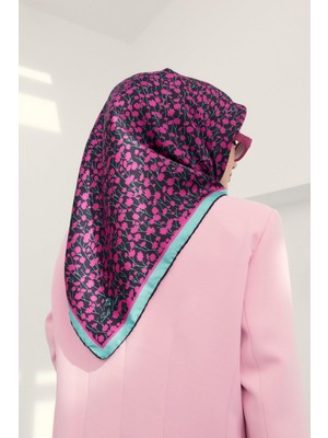 Silk Home Twill Ipek Eşarp - 11412-29 Siyah Fuşya