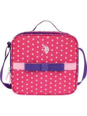 U.S. Polo Assn. Puantiye Desenli Fiyonklu Pembe Beslenme Çantası PLBSC24294