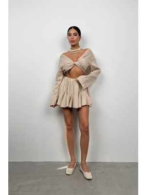 Black Fashion Kayık Yaka Uzun Kol Crop