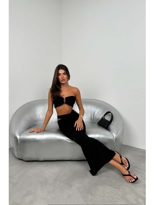 Black Fashion Büzgülü Straplez Bra