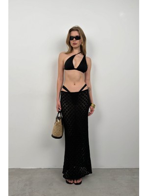 Black Fashion Maxi Boy Ajurlu Etek