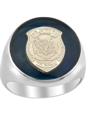 Anı Yüzük Polis Özel Harekat Amblemli Mineli Gümüş Yüzük