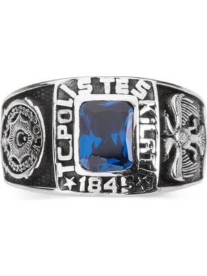 Anı Yüzük Kare Taşlı Polis Teşkilatı Yüzüğü