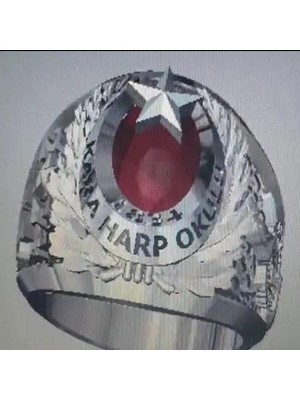 Anı Yüzük Kara Harp Okulu Atatürk Motifli Gümüş Yüzük