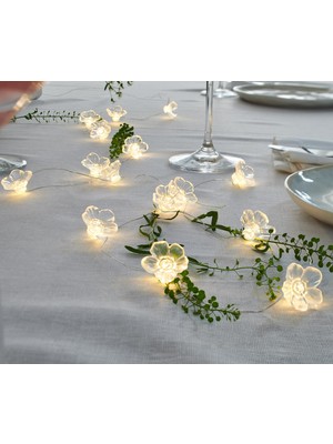 Tchibo Çiçekli LED Işık Zinciri Şeffaf Renkli Metal Tel ile Esnek Tasarım 180 cm Uzunluk