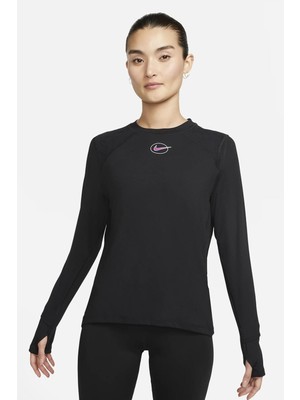 Nike Dri Fit Icon Clash Women's Long Sleeve Running Top Kadın Koşu Cepli Sweatshirt Siyah