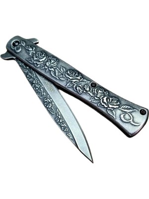 Bin Hediye 23 cm Komple Çelik Gül Işlemeli Çakı 604099