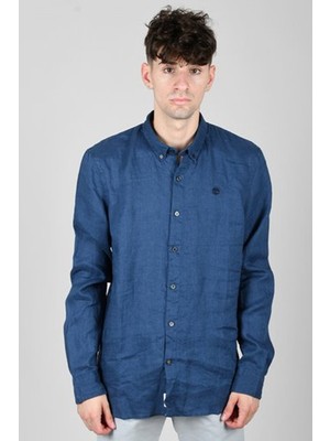 ShopINN Mıll Brook Linen Shirt Erkek Lacivert Gömlek - TB0A2DC3