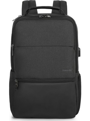 Tushuangjue Siyah Tigernu T-B3905 19 Inç Genişletilebilir Basit Sırt Çantası Su Geçirmez USB Rfid Bagpack Mochila Laptop Sırt Çantası Erkekler Için (Yurt Dışından)