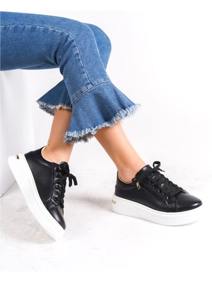 Shemard Bağcıklı Siyah Kadın Sneaker Spor Ayakkabı