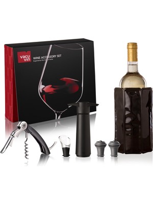 Vacu Vin Şarap Aksesuar Seti (Tirbüşon, Soğutucu,
servis, Vakum Set, Stoper), Kutulu