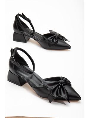 Shemard Soria Siyah Cilt Kadın Topuklu Ayakkabı