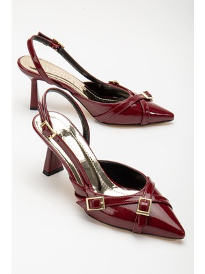 Shemard Mary Jane Bordo  Arkası Açık Sivri Burunlu Kadın Topuklu Ayakkabı