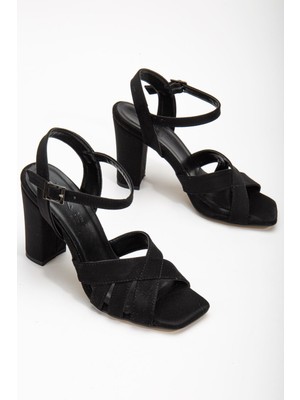 Shemard Hope Yüksek Topuklu Siyah  Küt Burun Kadın Ayakkabı