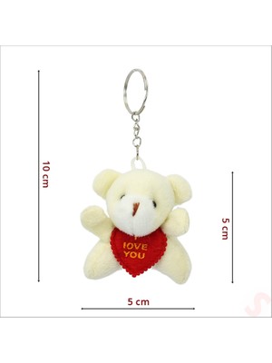 Süsle Bebek ve Parti Pelüş Ayıcık Anahtarlık Love You, 5 cm x 5 cm - Beyaz