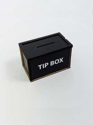 Kumi Ahşap Siyah Tip Box Kumbara ve Bahşiş Kutusu Tipbox