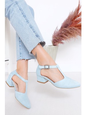 Shemard Jane Topuklu Bebe Mavisi Süet Ayakkabı