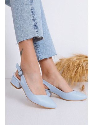 Shemard Valentina Topuklu Bebe Mavisi Cilt Ayakkabı