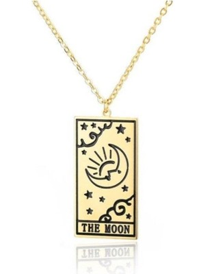 Nida Jewelry Altın Altın Kaplama Minimal Tarot The Moon Gümüş Kolye