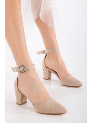 Shemard Lottis Krem  Detaylı Topuklu Kadın Ayakkabı