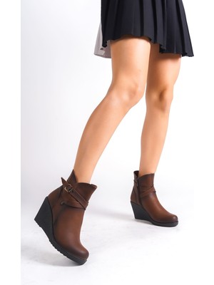 Shemard Nefla Dolgu Taban Topuklu Fermuarlı Kadın  Bot