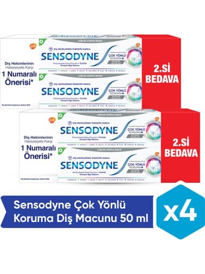 Sensodyne Çok Yönlü Koruma Beyazlatıcı Diş Macunu 50 ml x 4 Adet Hassas Dişler İçin Etkili