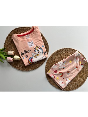 Elmas Kids  Organik Pamuklu Kısa Kollu & Şortlu Kız Pijama Takım