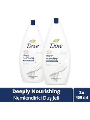 Dove Deeply Nourishing Nemlendirici Duş Jeli 450 ml x 2 Besleyici Koku ile Cildinizi Nemlendirir