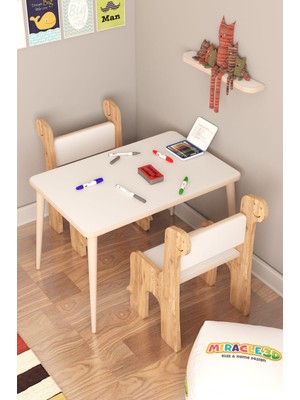 Miracle 3D Oyun Etkinlik Çalışma Masası ve Sandalye, Ceviz MDF Malzemeden Ergonomik Tasarım