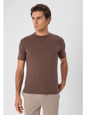 Antioch Kahve Bisiklet Yaka Slim Fit T-Shirt