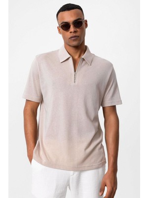 Antioch Taş Polo Yaka Fermuarlı Erkek T-Shirt