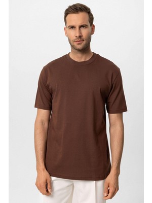 Antioch Koyu Kahve Bisiklet Yaka Basic T-Shirt